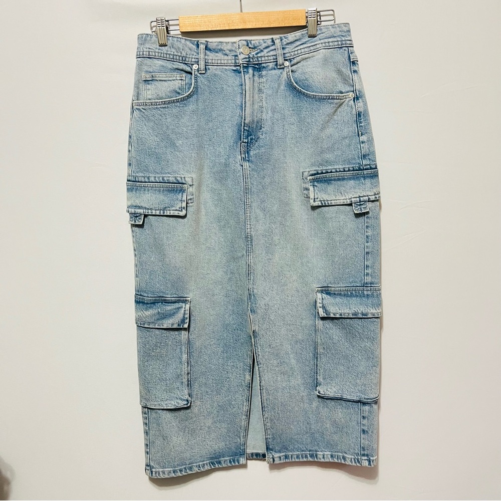 Anthropologie Pilcro Cargo Denim MIDI Skirt Size 10 - Picture 6 of 13